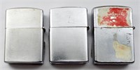 (3) VINTAGE BRUSHED CHROME LIGHTERS