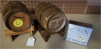 Pair Wooden Coin Banks & Gerett Coin Bank