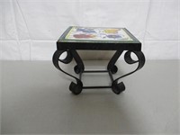 Vintage Tile on Metal Plant Stand  or Trivet