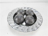 Decorative Silver Bowl w/ 4 Metallic Balls