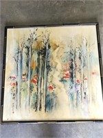 Japanese Abstract Floral Oil on Canvas