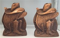 SADDLE COWBOY HAT BOOKENDS