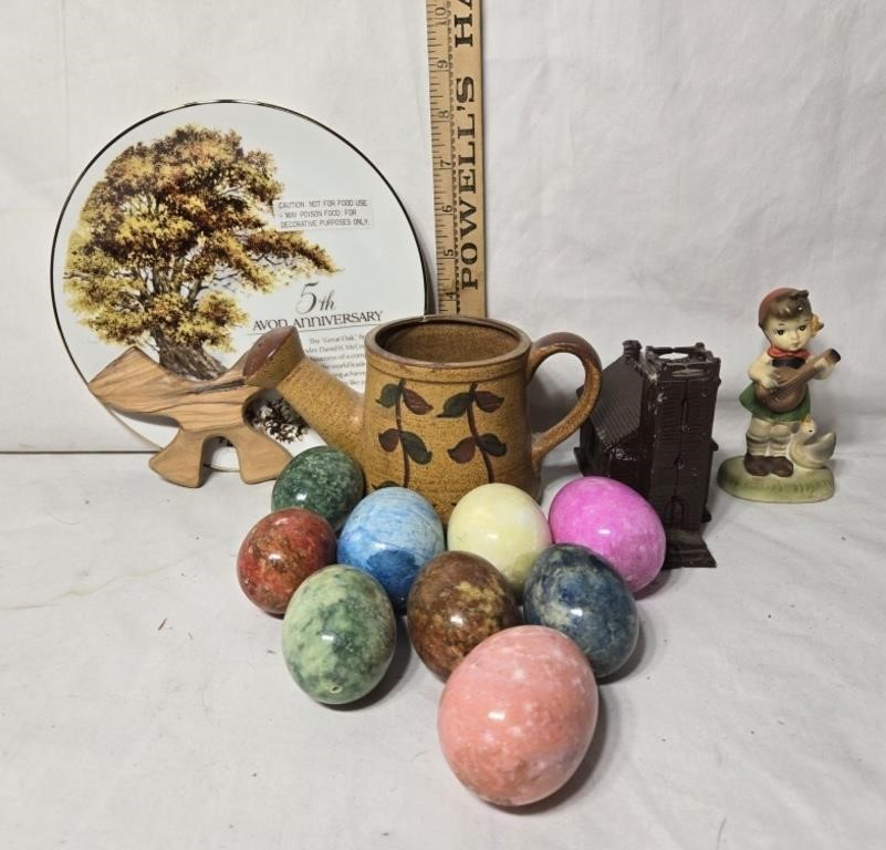 Stone Eggs, Avon Collectible Plate, Pottery & More