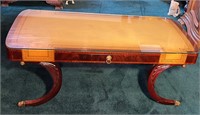Antique Solid Mahogany Glass Top Coffee Table