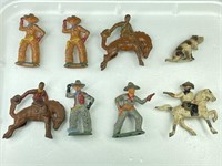 8) MANOIL BARCLAY LEAD COWBOY FIGURES W/ DOG