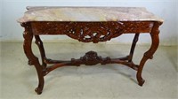 Carved Bunting Shield Entry Table w/ Granite Top +