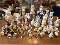2 Totes of Easter Bunny Figurines