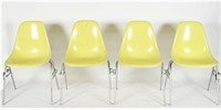 Four Yellow Herman Miller DSS Stacking Chairs