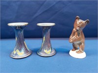 Pair of Candleholders signed Heather & Bear Fig.