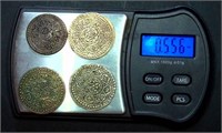 (4) 19th C. Tibetan Ga-den Tangka Silver Coins