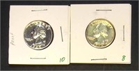 (2) Washington Silver Quarters; 1960, 1964