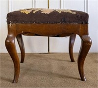 Walnut Stool With Needlepoint Cover