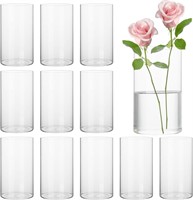 12pcs Clear Glass Cylinder Vases for Centerpieces