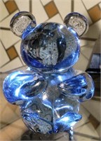 Vtg Blue Art Glass Bear Figurine