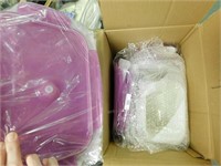 NEW IN BOX BOX OF PLASTIC STORAGE CONTAINERS