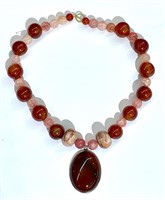 Beautiful Handmade Carnelian & Sterling Necklace