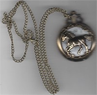 Horse Design Hunter's Case Quartz Pocket Watch