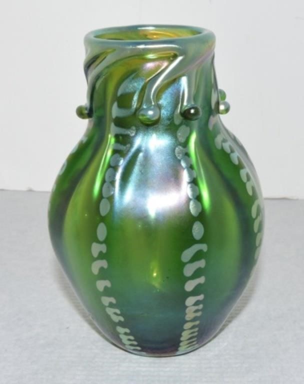 Art glass vase, 4 1/2", signed