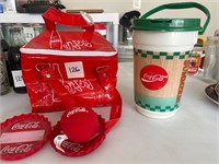 COCA COLA COOLER, TOSS GAME AND WATER JUG