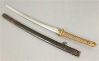 Old Japanese signed Samurai sword w/ ornate brass
