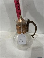 Vintage Pyrex Coffee Carafe with Copper Handle