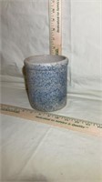 Vintage Blue Speckled Stoneware Crock 5 inch tall