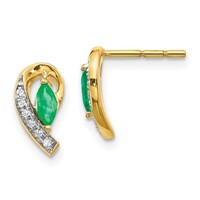 14k -Diamond and Emerald Earrings