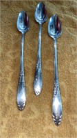 3 Iced Tea spoons, National silver company, King