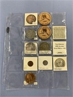 Assorted coins and tokens including 2 one troy oz.