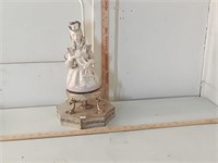 vtg paste porcelain & metal lady table lamp