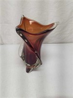 Canada Art Glass Stretch Vase Rootbeer Color