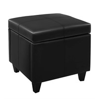 CangLong 18Inch Square Wood Storage Ottoman with