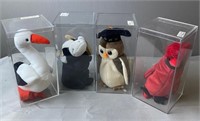 4 Ty Beanie Babies With Display Cases