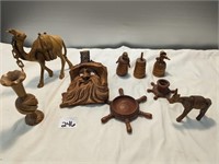 Tray Lot of Wooden Figures/Pieces