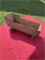 Primitive toy wooden cradle