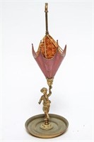 Gilt Brass "Faun with Umbrella" Hat Pin Holder