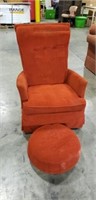 Vintage Orange Rocking Chair with Matching Foot