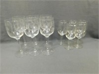 Etched Stemware 11 pieces of etched stemware,