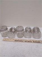 5 vintage small kerr mason jars