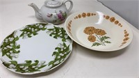 Louise Bavaria Plate, Vintage Mum Bowl, teapot