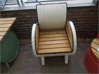 Metal & wood barrel chair