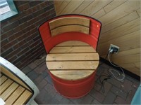 Metal & wood barrel chair