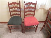 2 Ladder Back chairs with Cane Seats and cushions