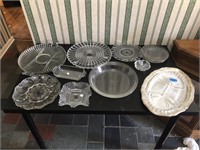 Lot of Fancy Glass Serving Platters, Divided
