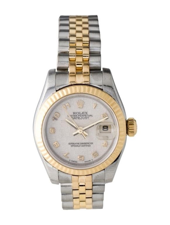 Rolex 18k Yellow Gold Lady Slvr Dial Watch 26mm