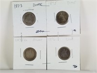 4PC SEATED LIBERTY SILVER DIME LOT