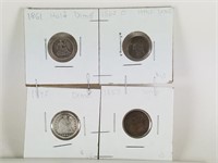 4PC SEATED LIBERTY SILVER DIME LOT