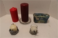 Candles, candles holders, angel, misc