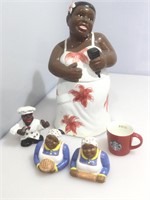 Lady cookie har w/salt & pepper shakers, approx