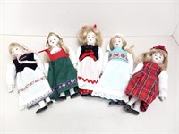 Five vintage porcelain dolls Germany